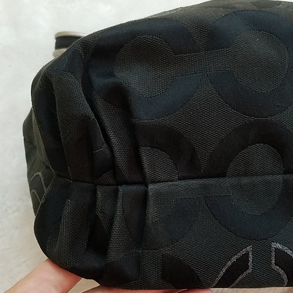 COACH BLACK & SILVER POPPY OP ART GLAM TOTE - Picture 6 of 8